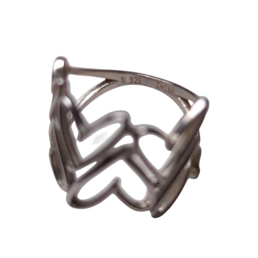Sterling Silver .925 Open Heart Band - Picture 5 of 5